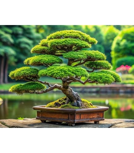 盆栽 Japanese bonsai Bonsai Japanese Juniper Bonsai Tree in a 6 Inch Round Light